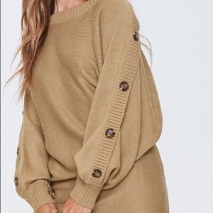 Olive dolman sleeve mini sweater dress